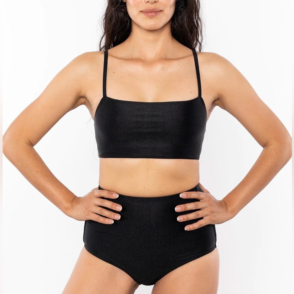Los Angeles Apparel High Waist Bikini Bottom and Crop Swim Top
